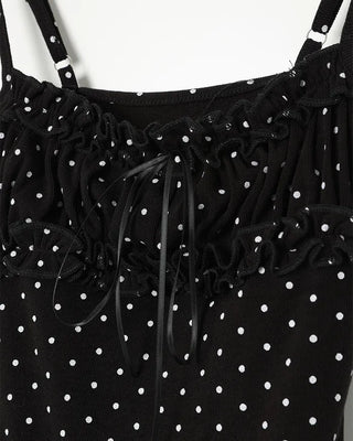 Polka Dot Frill Sleeveless Top & Cardigan Set