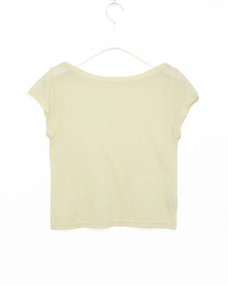 See-through off-shoulder cap t-shirt