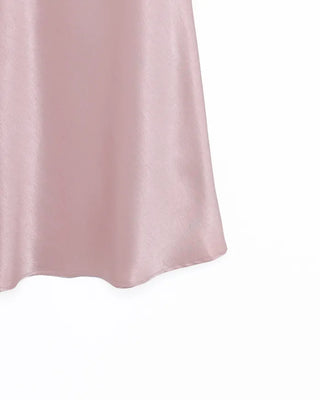 Silk elastic waist long skirt