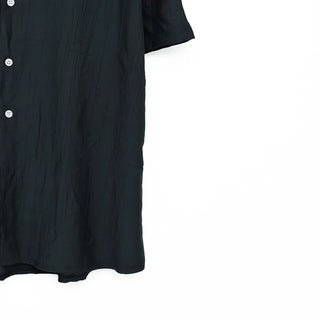 Linen-like shirred short-sleeved shirt