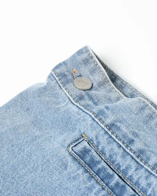 Washed wrap wide denim