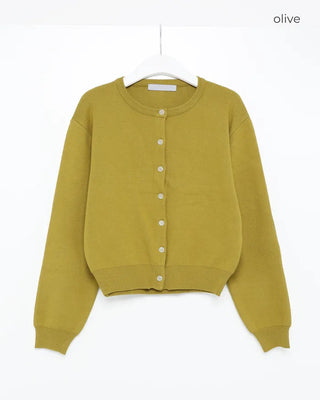 Wool round neck cardigan