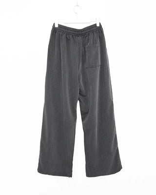 Wide-leg slacks with elastic waistband