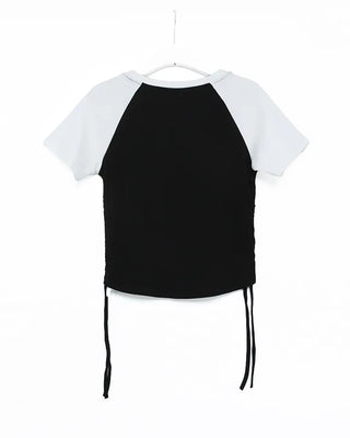 String lettering raglan short-sleeved T-shirt