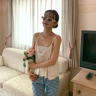 Shirred satin top