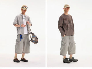 [Monterest] Washed Multi-Pocket 3D Cut Work Shorts