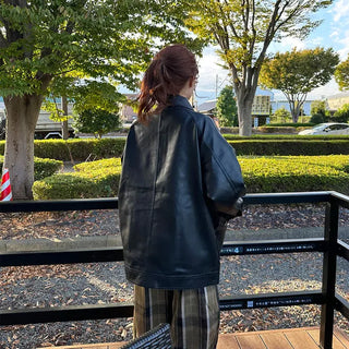 Oversized leather jacket