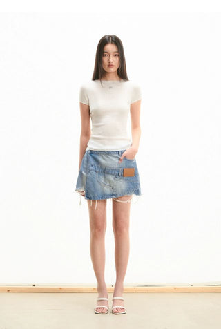 [NOTAWEAR] Misplaced patchwork Denim Shorts