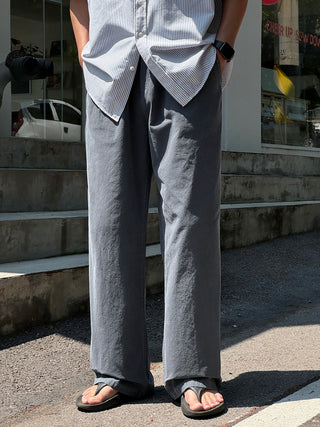 Libero Pigment Linen Long Wide Pants