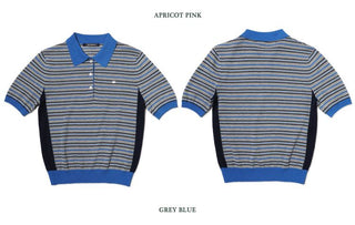 [Moromoro2] Tencel Linen Blend Striped Polo Knit  Top