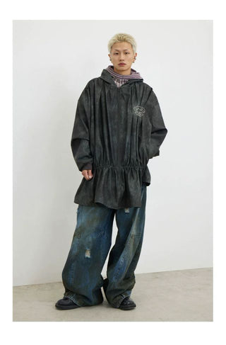 CONP Peplum Leather Jacket (Gray)