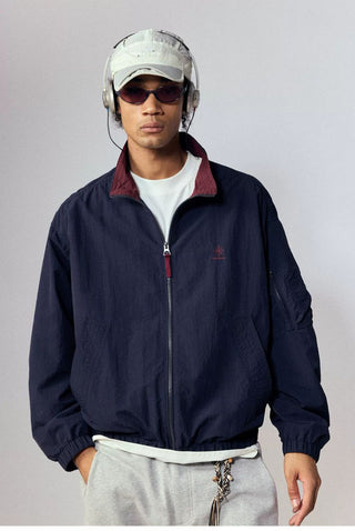 [Monterest] Water-Resistant Contrast Collar Zip Jacket