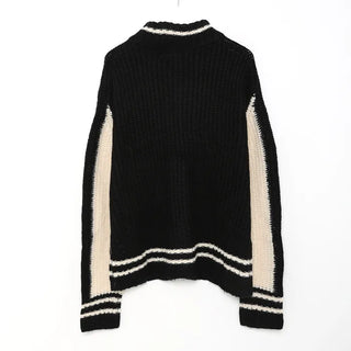 (Unisex) Two-tone knitwear zip-up