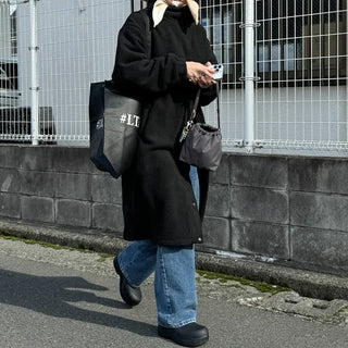 Turtleneck Boa Long Coat