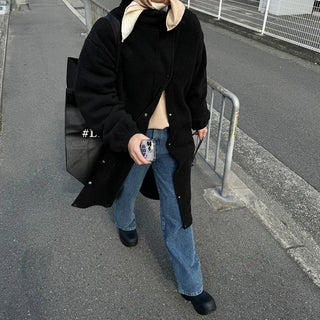 Turtleneck Boa Long Coat