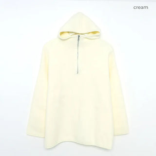 Half-zip hooded knit sweater