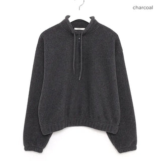String detail fleece half-zip up