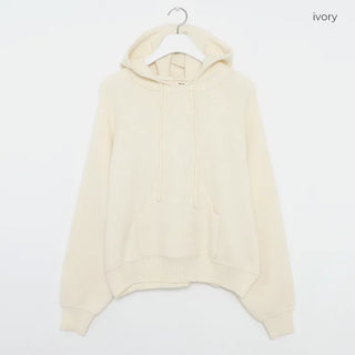 Simple knit hooded knit pants set