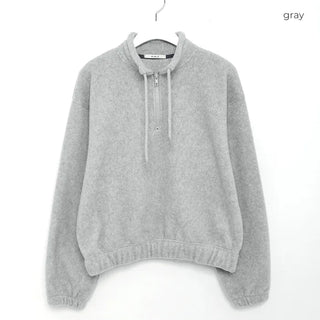 String detail fleece half-zip up