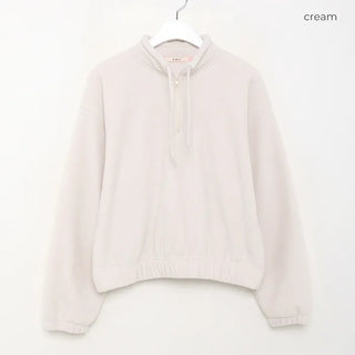 String detail fleece half-zip up
