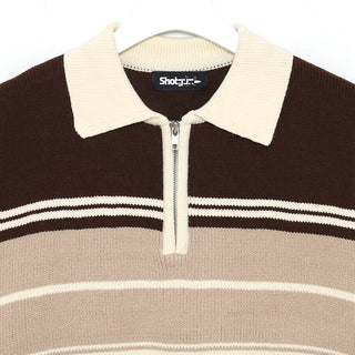 Striped Half-Zip Vest