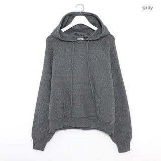 Simple knit hooded knit pants set