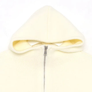 Half-zip hooded knit sweater