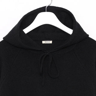 Simple knit hooded knit pants set