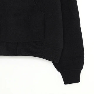 Simple knit hooded knit pants set