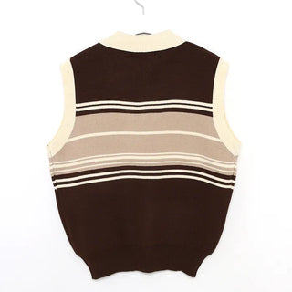 Striped Half-Zip Vest