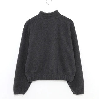 String detail fleece half-zip up
