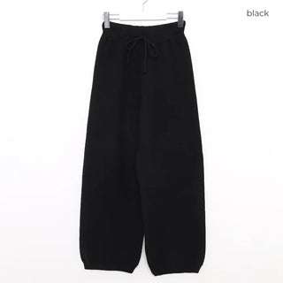 Simple knit hooded knit pants set
