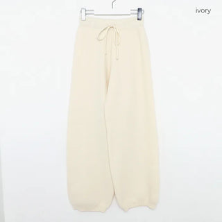 Simple knit hooded knit pants set