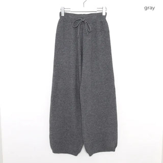 Simple knit hooded knit pants set