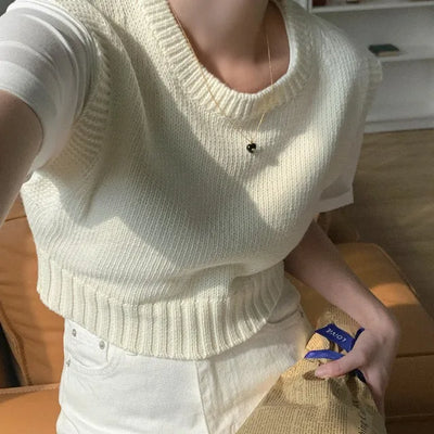 Cropped knit vest