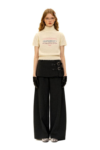 [Moromoro2] Alpaca Blend Logo Embroidered Mock Neck  Knit