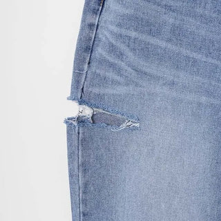 Slit wide denim pants