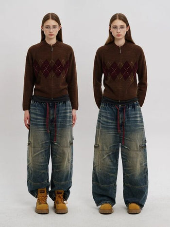 [MASONPRINCE] Vintage Wash Workwear Wide Leg Pants