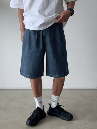 All Day Double-Tuck Half-Band Denim Shorts