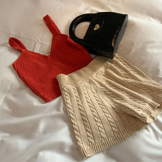 Cropped knit bustier