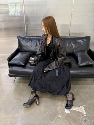 [NeverSeez] Stand Collar Asymmetrical PU Leather Jacket