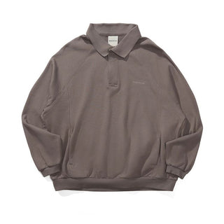 [Monterest] Relaxed Fit Polo Collar Knit Sweatshirt