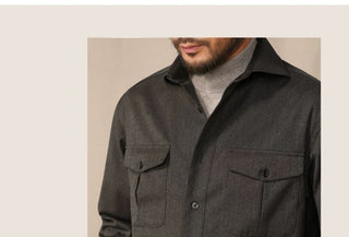 [CULTUM] Herringbone Windsor Collar Shirt Jacket