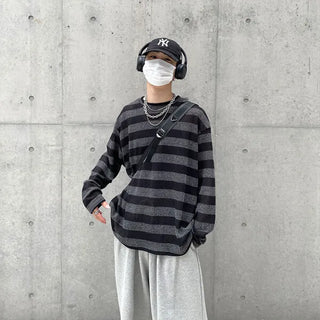 (Unisex) Striped Knit Long T-Shirt