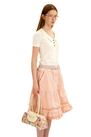[Moromoro2] Layered Waist Ruffle A-Line  Skirt