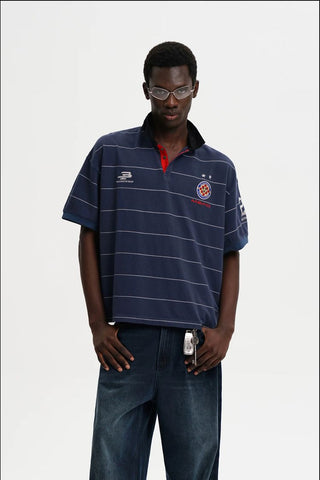 [MASONPRINCE] Sporty Striped Coach Polo Shirt