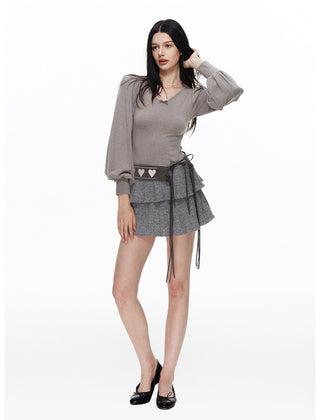 [NECY] Love Embroidered Suede Belt (2color)