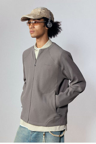 [Monterest] Waffle Knit Zip-Up Cardigan Jacket