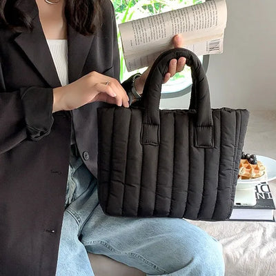 Down-quilted daily tote bag