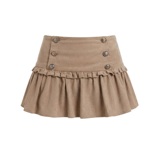 [NECY] Velvet Corduroy Double Breasted Miniskirt